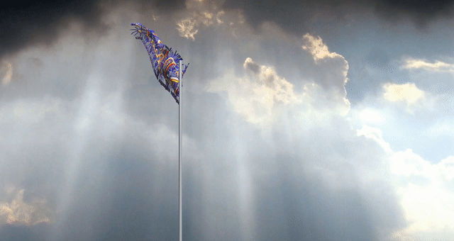 SPIRIT purple flag waving